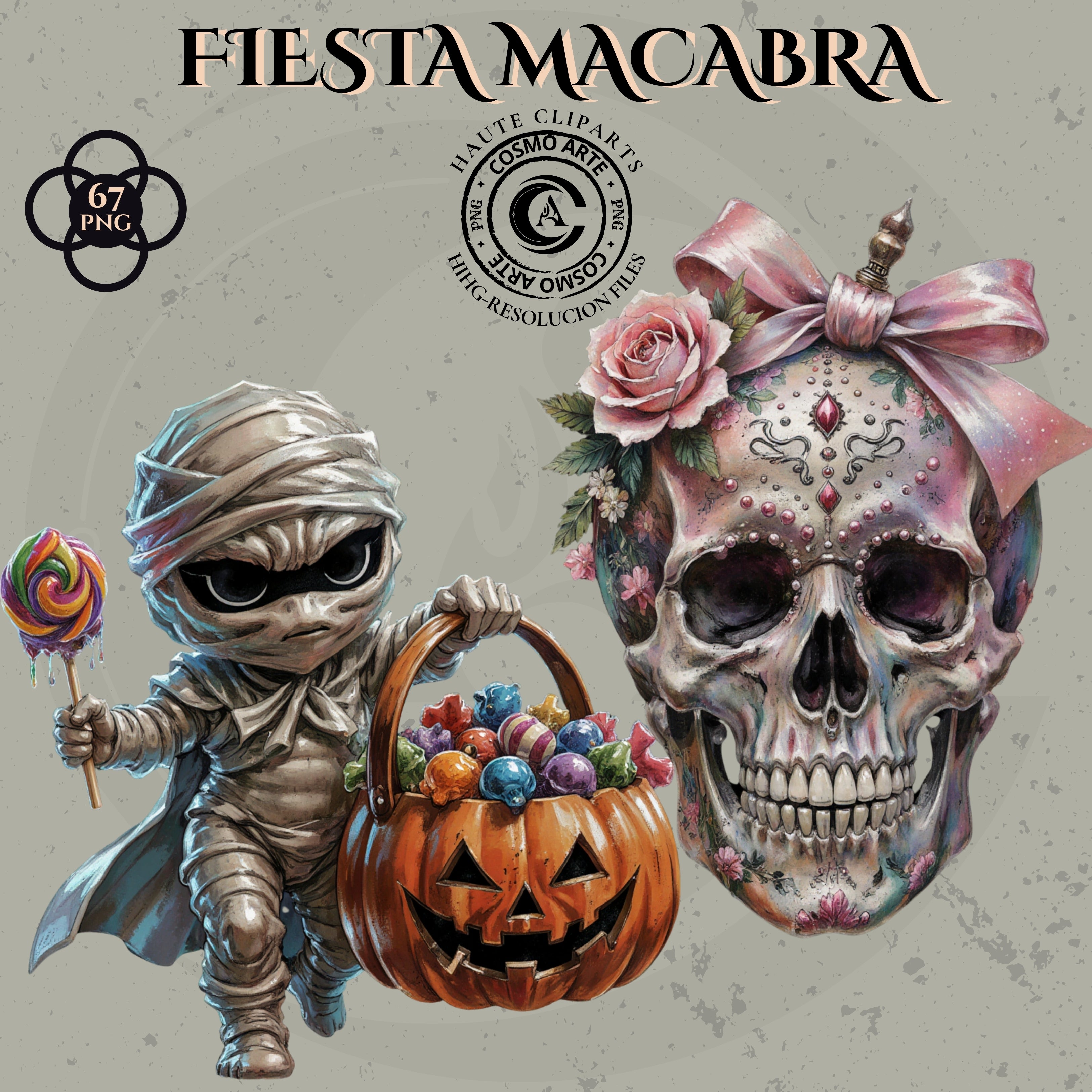 Fiesta macabra – pack de cliparts de halloween en png | alta resolución 300 ppp