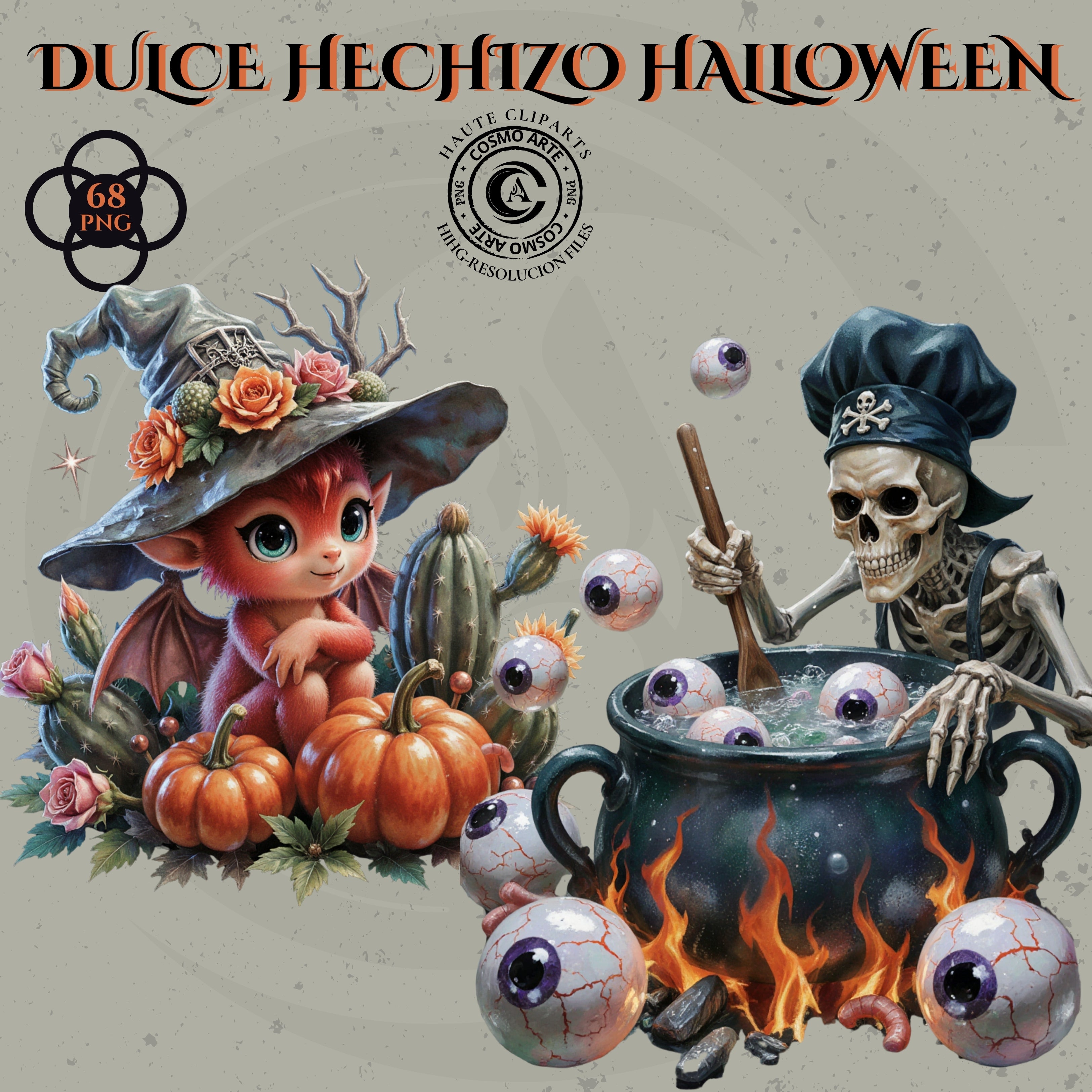 Dulce hechizo – pack de cliparts de halloween en png | alta resolución 300 ppp