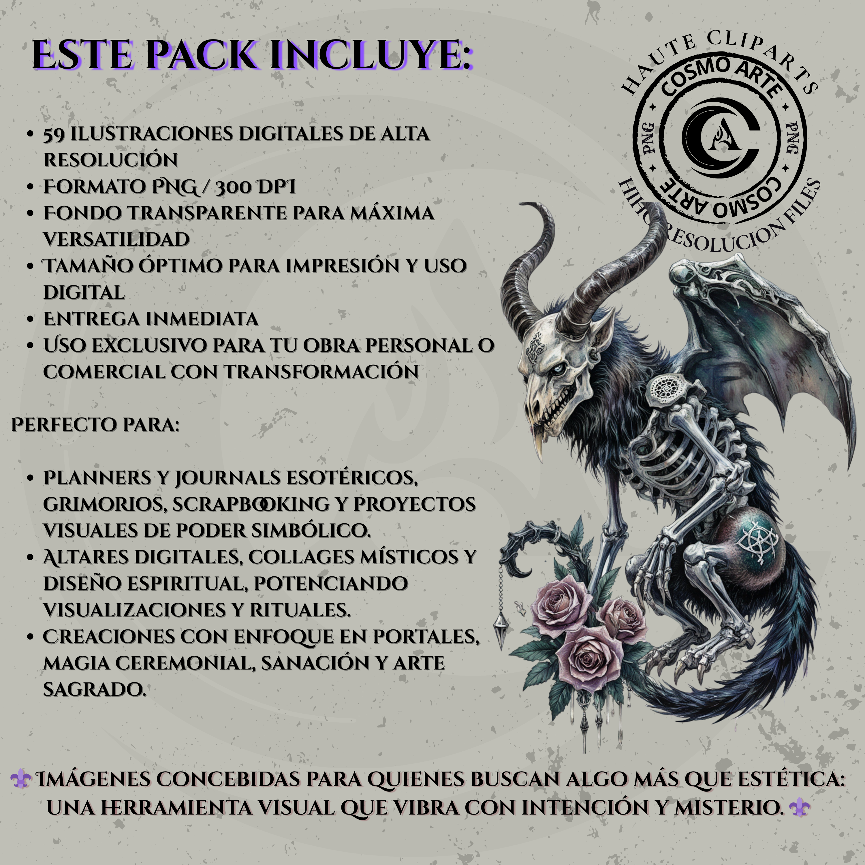 Guardianes de la noche – pack de cliparts góticos en png | alta resolución 300 dpi