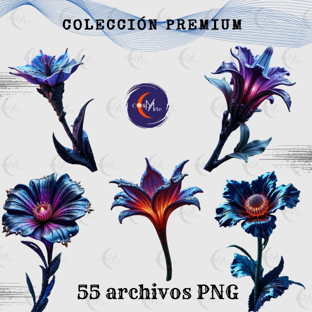 Colección Premium: Flores Góticas- 55 Imágenes Prediseñadas- PNG Arte Digital Místico y Oscuro
