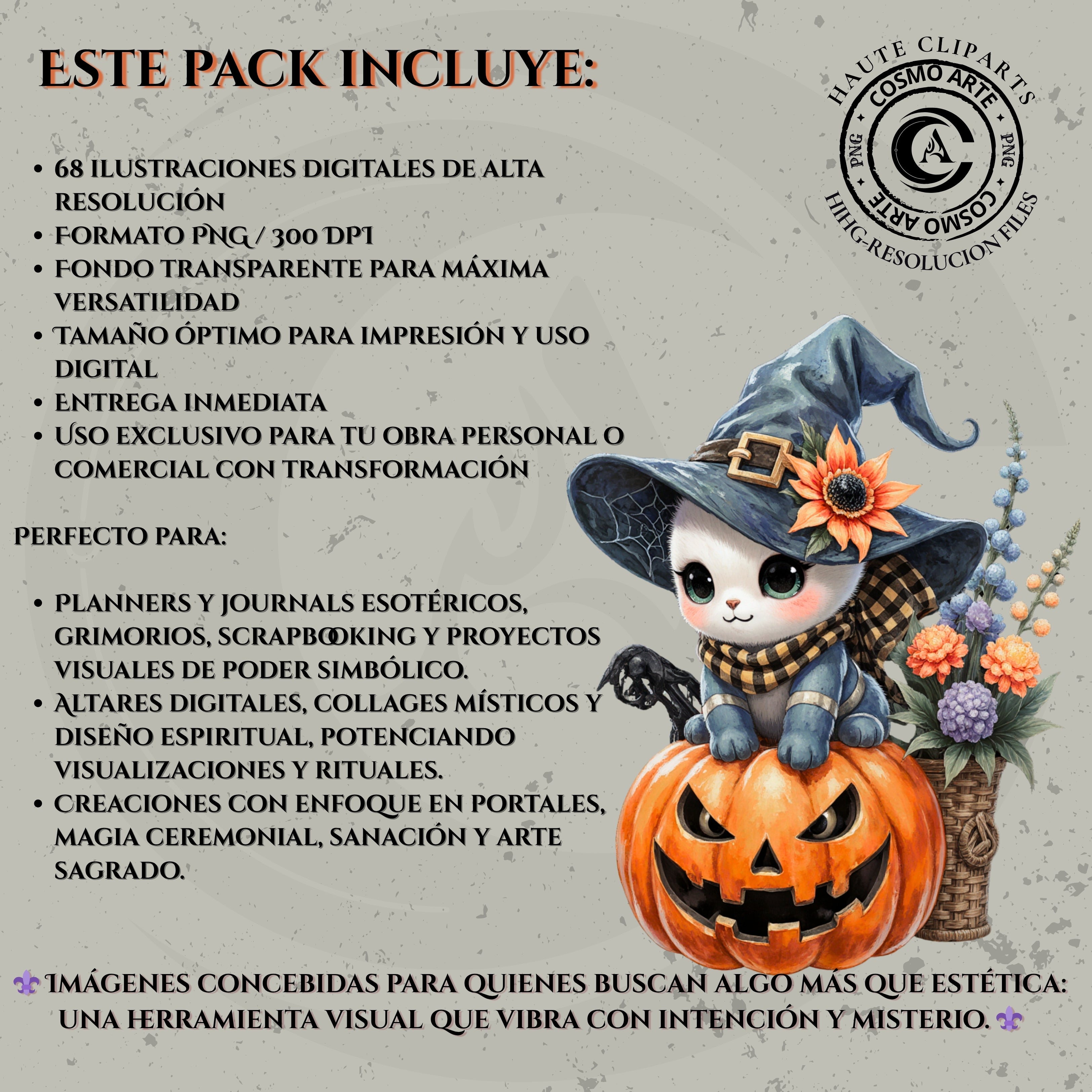 Dulce hechizo – pack de cliparts de halloween en png | alta resolución 300 ppp