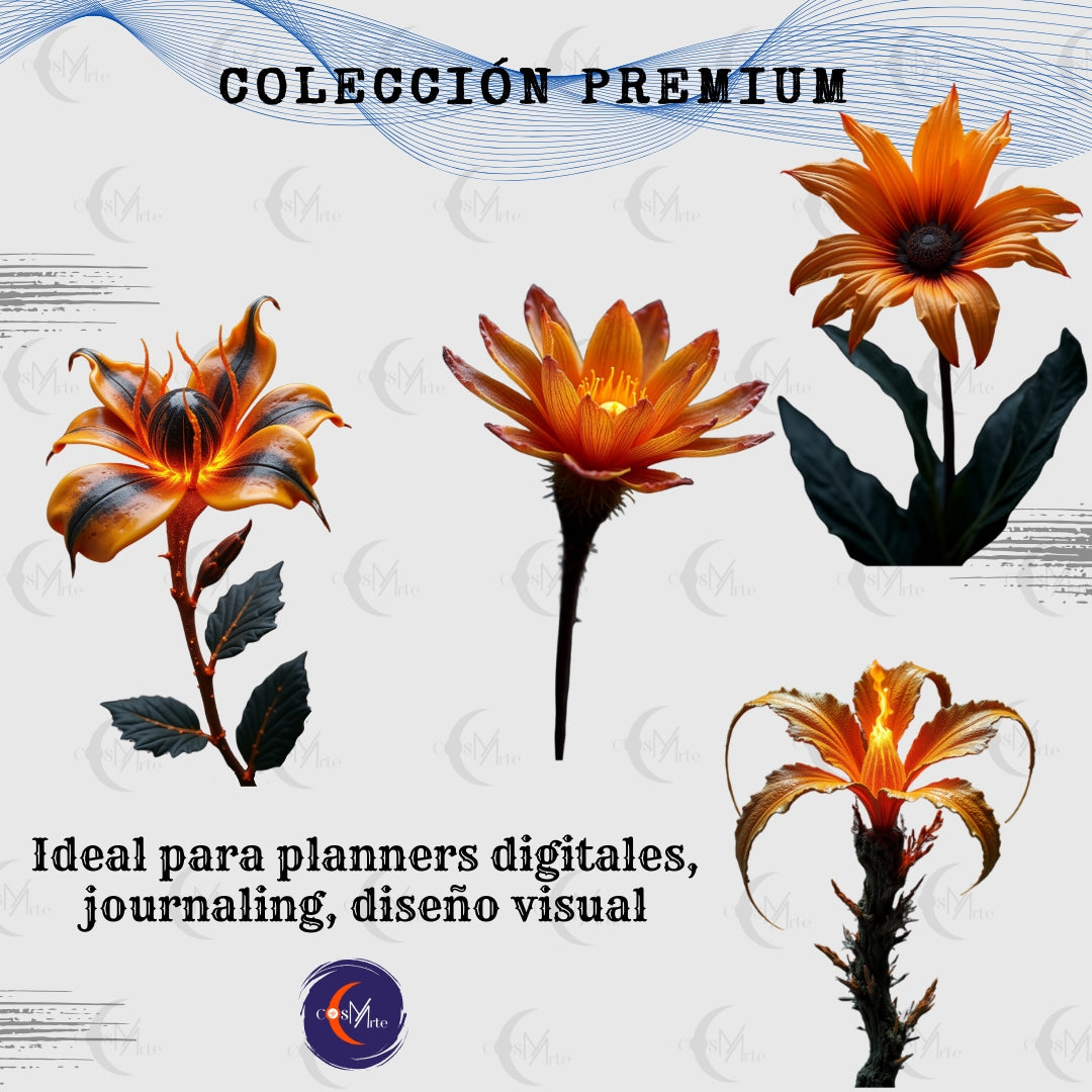 Colección Premium: Flores Góticas- 55 Imágenes Prediseñadas- PNG Arte Digital Místico y Oscuro