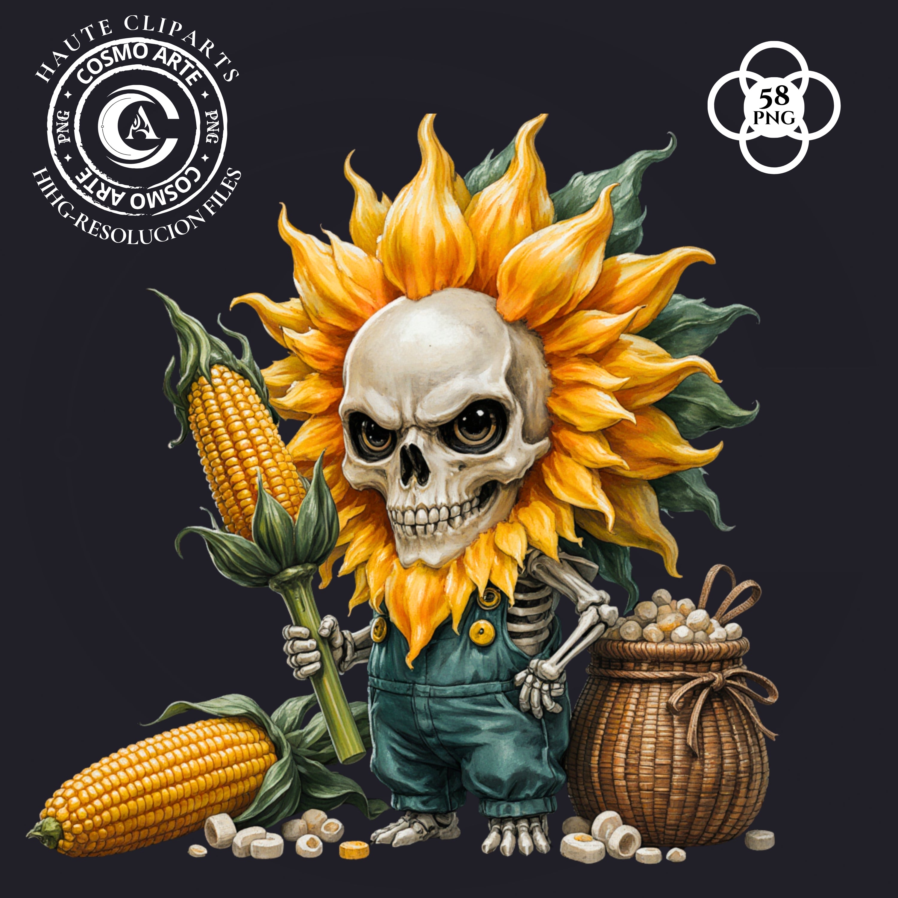 Jardín Zombi – Cliparts Místicos de Nomos, Calaveras y Flores Góticas