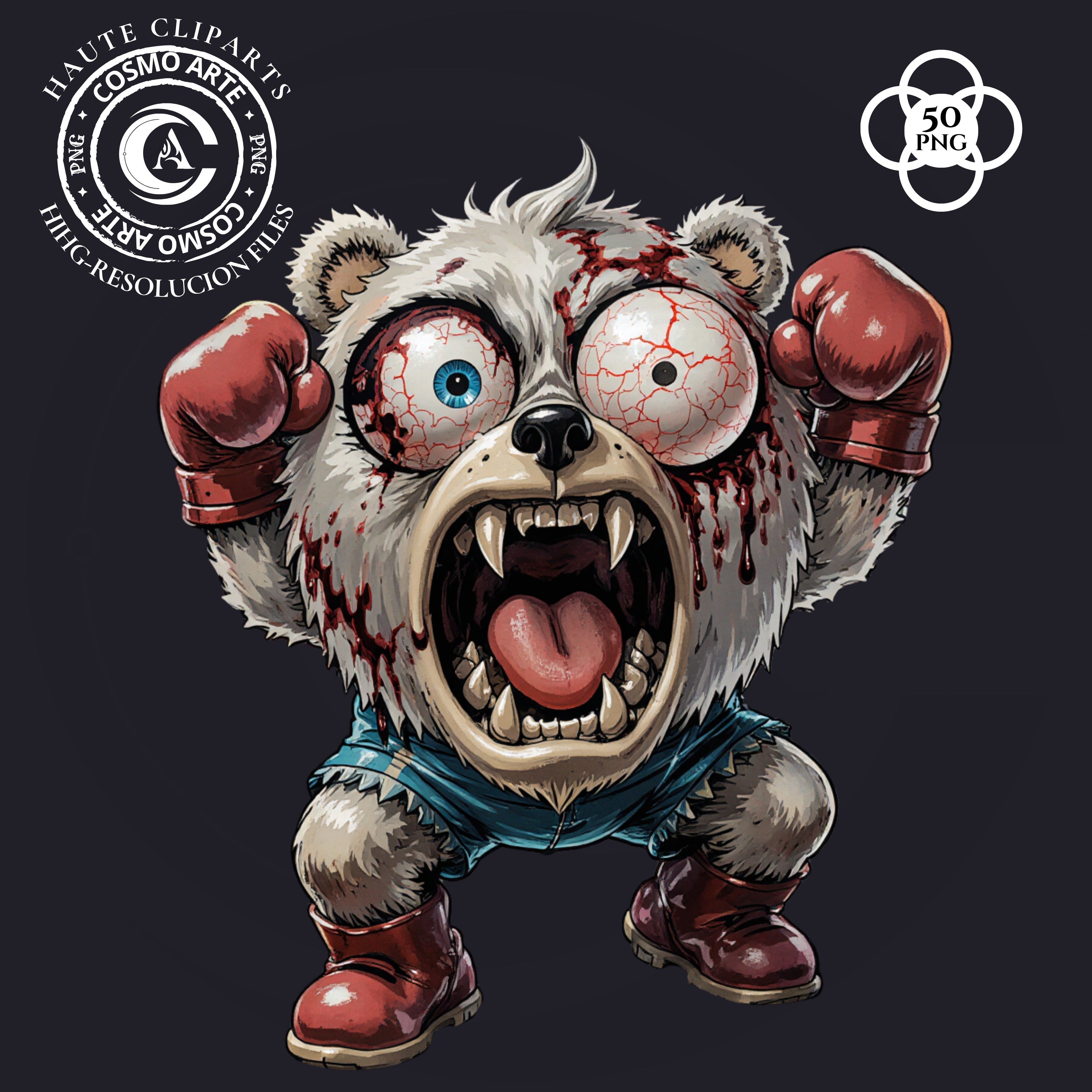 ositos y cupcakes malditos – pack de cliparts horror-cute en png | alta resolución 300 dpi