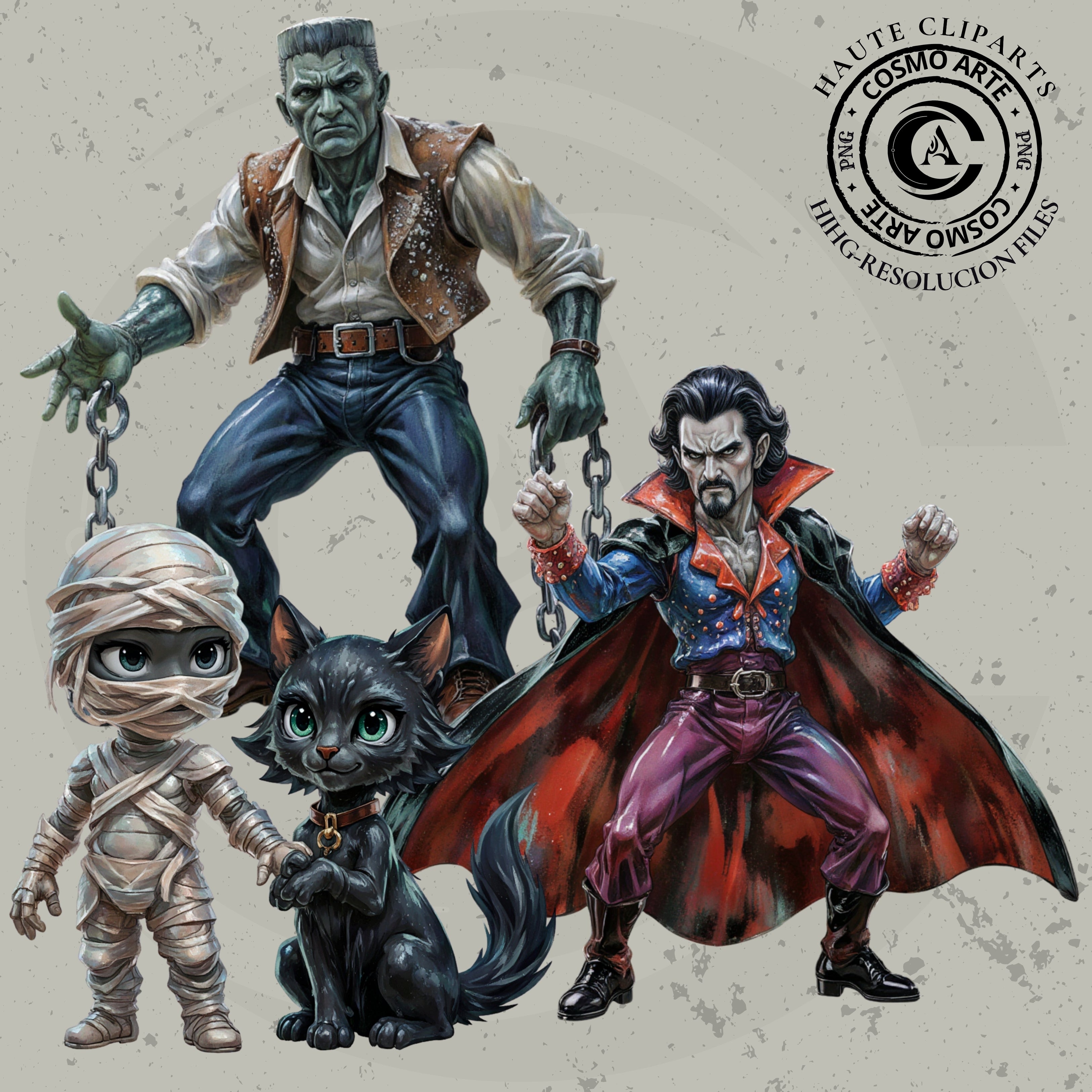 Fiesta macabra – pack de cliparts de halloween en png | alta resolución 300 ppp