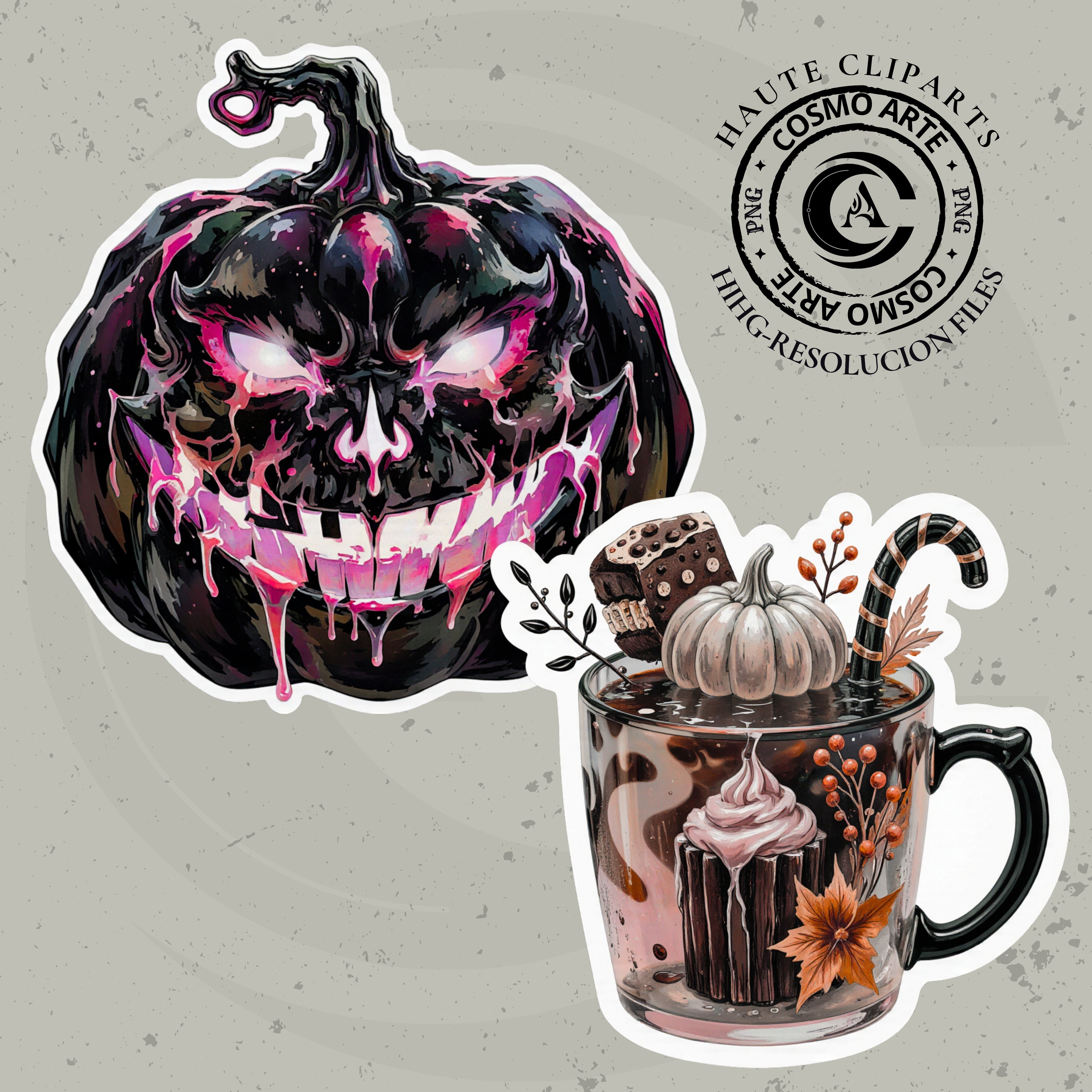 Postres de halloween – pack de cliparts horror-cute en png | alta resolución 300 ppp