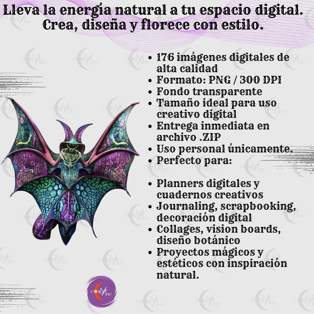 Colección Botánica Mística – 176 Imágenes Prediseñadas PNG de Flores y Cactus | Arte Digital para Planners y Diseño
