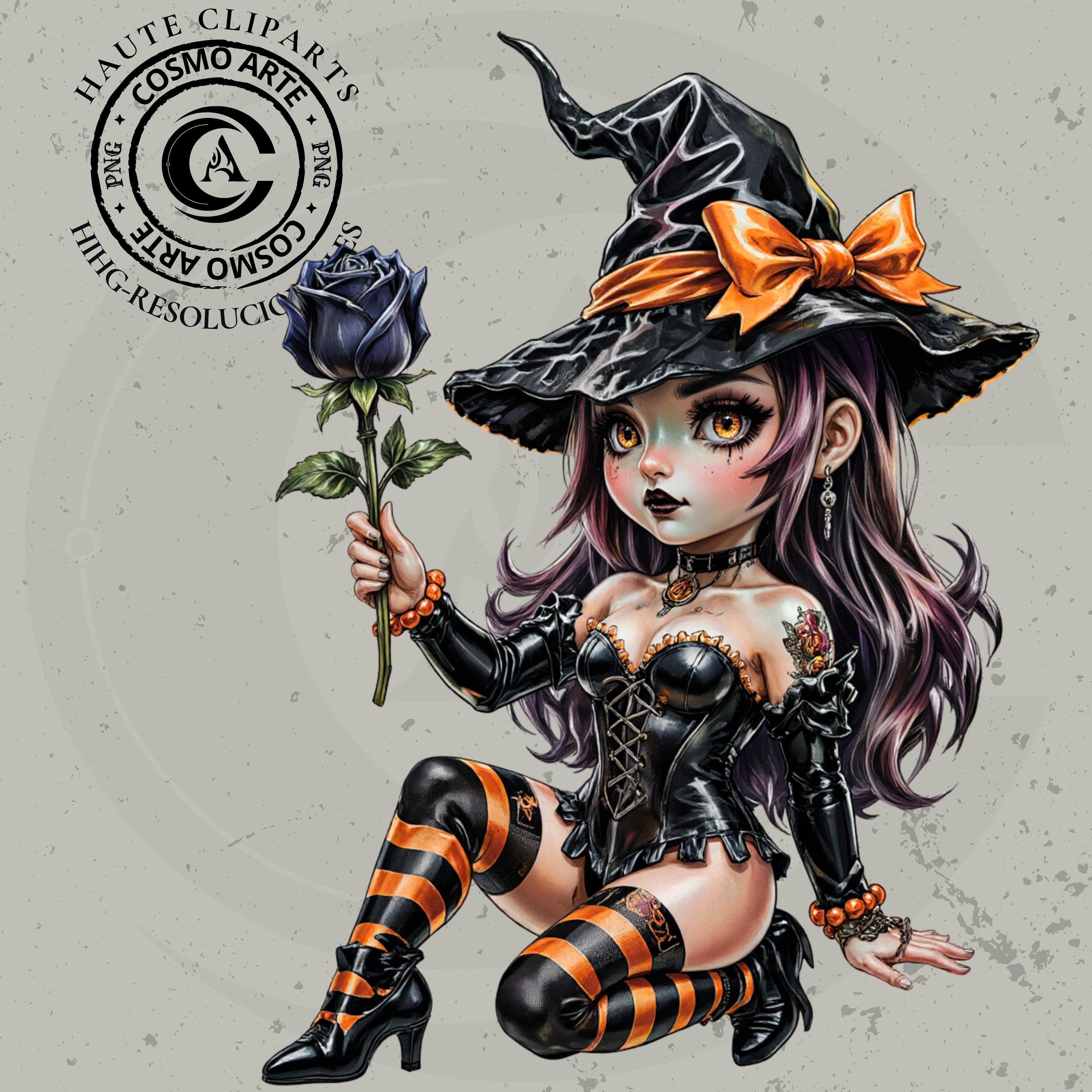 Brujas de octubre – pack de cliparts de halloween en png | arte digital mágico 300 ppp
