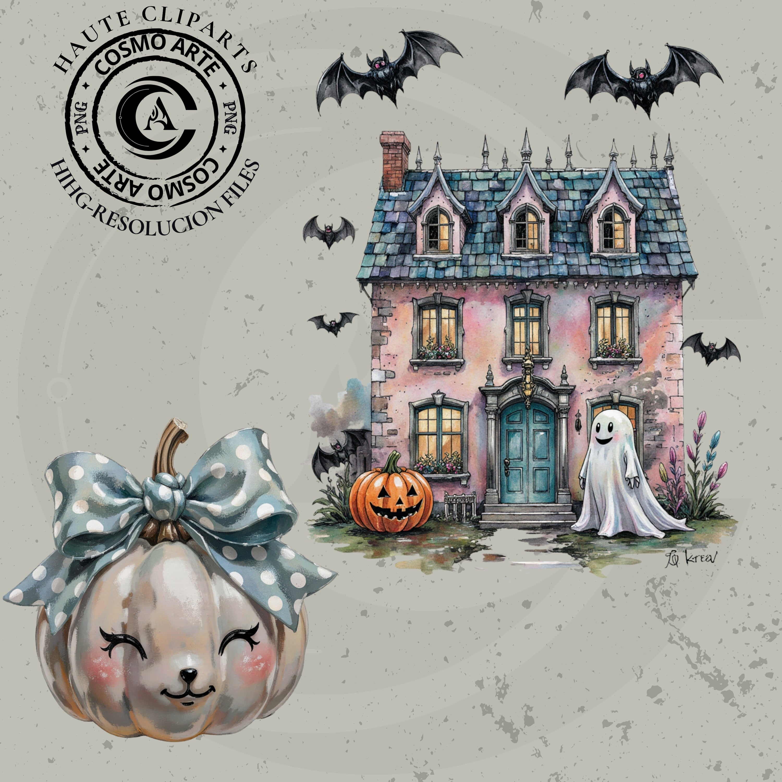 halloween mágico – pack de cliparts encantados en png | alta resolución 300 ppp